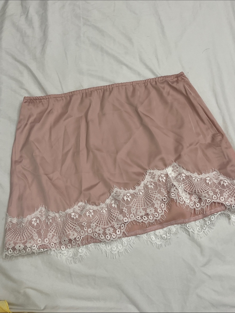 Pink Lace-Trim Slip Skirt with zipper (new)